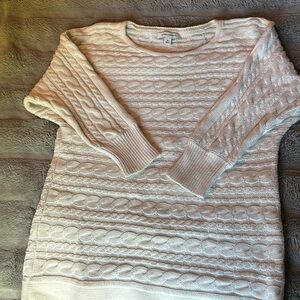 Cream Banana Republic cable sweater.